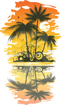 Royalty Free Clipart Image of a Tropical Setting
