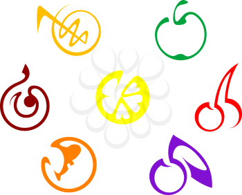 Royalty Free Clipart Image of a Set of Fruit Icons