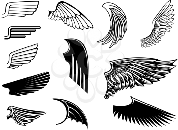 Set of bird wings for heraldry design