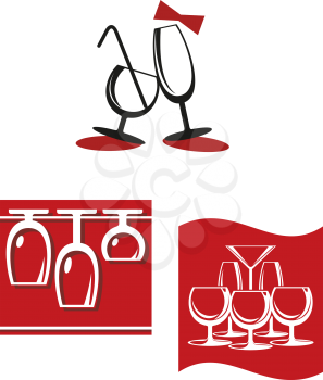 Alcohol glasses symbols and signs for bar menu design