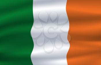 Flag of Ireland, vertical Irish tricolor of green, white and orange waving banner. Vector national flag of Republic of Ireland. European country patriotic symbolic, Independence day symbol
