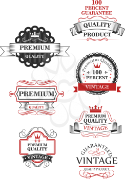 Premium quality label collection of seven different designs guaranteeing the best or 100 per cent vintage quality