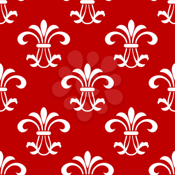 Red seamless pattern with floral  motif in square format suitable for textile and wallpaper design
