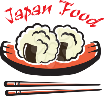 Japanese seafood with sticks for eastern food symbol or emblem design