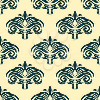 Vintage floral seamless pattern background with dainty green flowers on beige backdrop