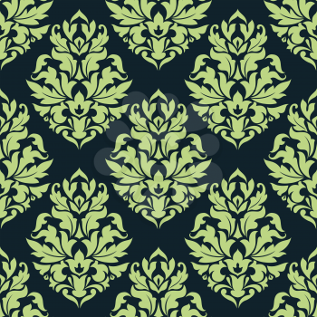 Green floral seamless pattern on gray background for textile and wallaper design