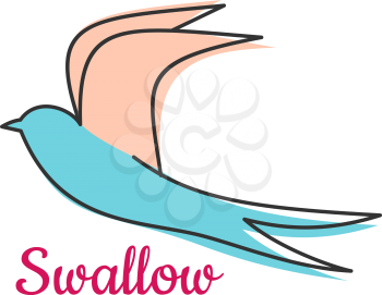 Abstract swallow bird symbol with long wings and text below