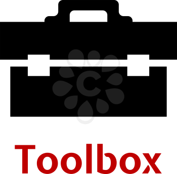 Toolbox black icon silhouette as close box with tools isolated on white background
