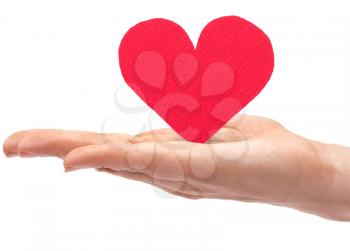 Red paper heart in hand 