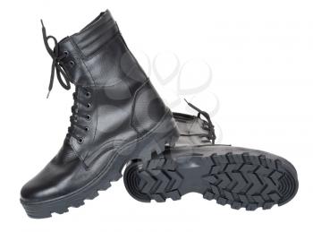 Black leather army boots