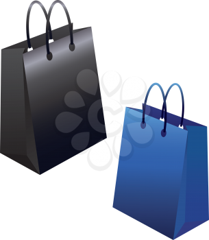 Set of Empty Shopping Bags Isolated in White