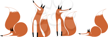 A Fox. Silhouettes on a white background