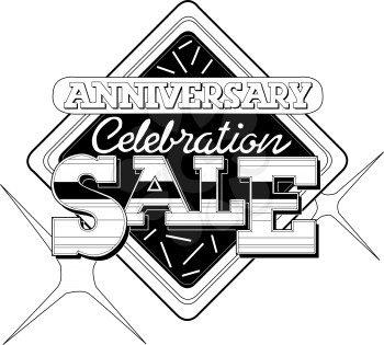 Royalty Free Clipart Image of an Anniversary Celebration Sale