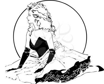 Royalty Free Clipart Image of a Woman in a Party Dress