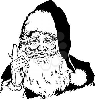 Royalty Free Clipart Image of Santa With His Finger Raised