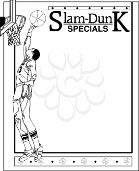 Royalty Free Clipart Image of a Basketball Ad Starter