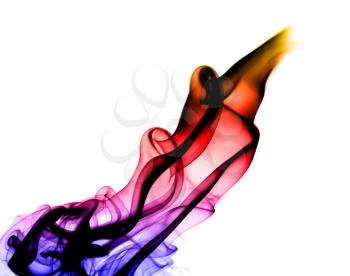 Gradient colored Abstract smoke pattern over white background