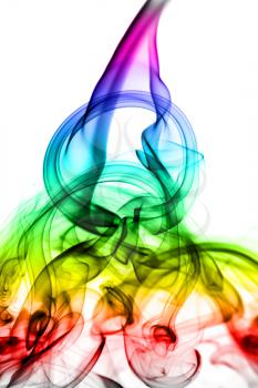 Abstract colored fume shape over the white background