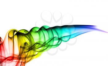 Abstract colorful smoke pattern over the white background