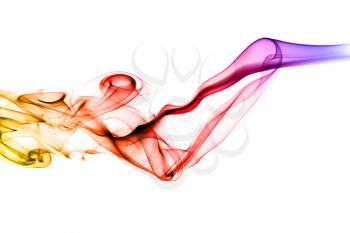 Colorful Abstract smoke shape over the white background