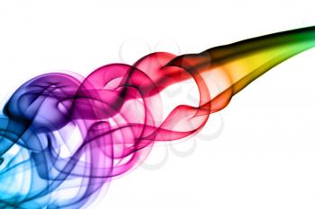 Bright colorful smoke Abstraction over the white background