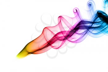 Bright colorful fume abstract shapes over white