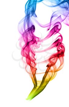 Colored puff of abstract fume over the white background