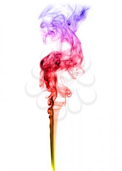 Colored puff of abstract smoke over white background