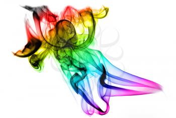 Gradient colored fume on the white background inverted