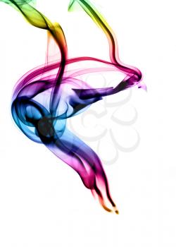 Gradient colored magic smoke shapes over the white background
