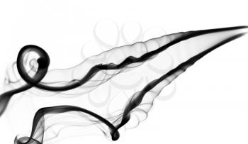 Fume: black smoke abstraction over white background.