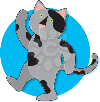 Royalty Free Clipart Image of a Marching Cat