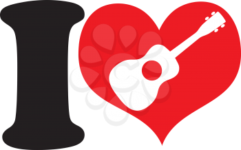 Royalty Free Clipart Image of an I With a Heart With a Ukulele In It