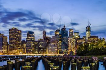 Night views of New York City, USA