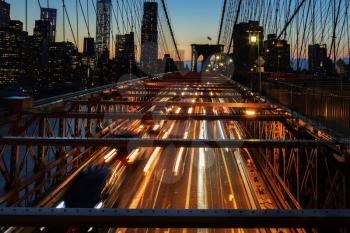 Bright lights of New York City at night.