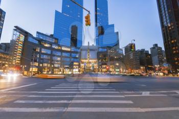 New York City, USA-April 2, 2017: Time Warner Center viewed from Columbus Circle, it had the highest-listed market value in New York City, $1.1 billion, in 2006.