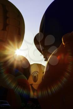 Beautiful colorful air balloons rising up