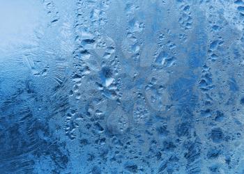 frozen water drops on window. winter texture.