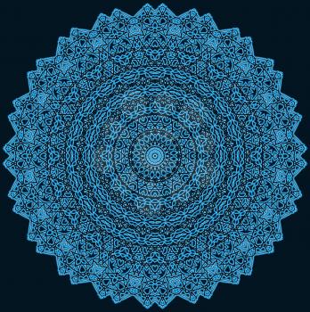 Abstract blue shape with pattern on black background