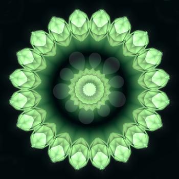 Abstract green crystal shape on dark background