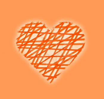 Color background with abstract stripped pattern heart