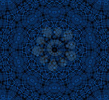 Abstract blue concentric pattern on black background 