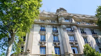Facade of typical building in Paris, France