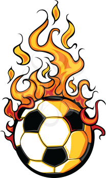 Royalty Free Clipart Image of a Flaming Soccer Ball