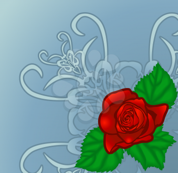 Royalty Free Clipart Image of a Rose Floral Design