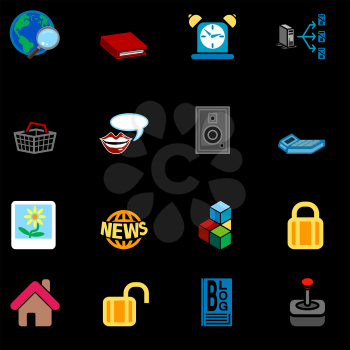 Royalty Free Clipart Image of a Set of Colorful Web Icons