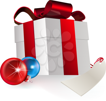 Royalty Free Clipart Image of Christmas Presents and Ornaments