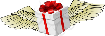 Royalty Free Clipart Image of a Winged Present