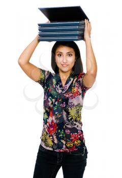 Royalty Free Photo of a Woman Carrying Laptops