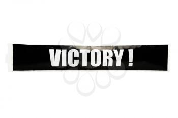 Victory text on thunderstick isolated over white